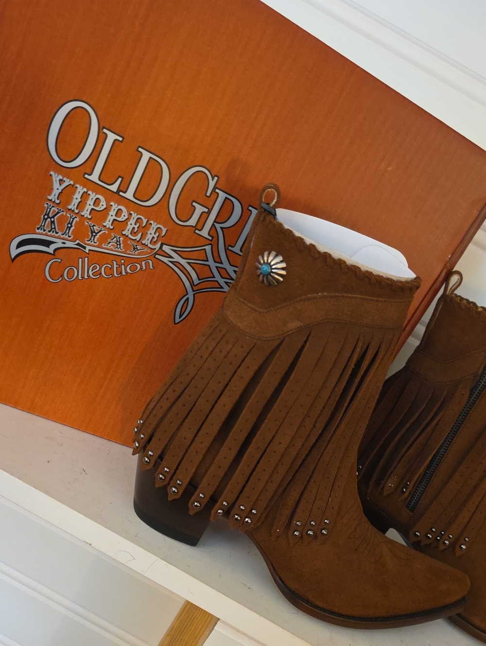 Old Gringo Brown Suede Fringe Ankle Boots